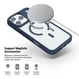 Чехол Apple iPhone 17 Pro Max, Unit MagSafe, синий, прозрачный, магсейф, противоударный, магнитный, панель-накладка с поддержкой MagSafe, с поддержкой беспроводной зарядки, TPU+PC, защита всего корпуса, ударопрочный, ArmorStandart (ARM86298) - мініатюра 4