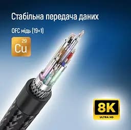 Кабель HDMI Colorway CB-HD089BK UHD v2.1 8K 48Gbit HDR Ethernet ARC 3м - мініатюра 12