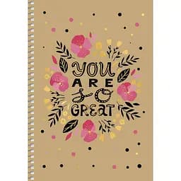 Тетрадь для записей Student А5, в клеточку, спираль, 96 л., Цветочный розовый орнамент (A5-SC-096-6100K)