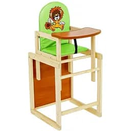 Стульчик для кормления Мася №2064 Лев кожзам зеленый