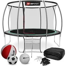 Батут Hop-Sport Premium 12ft с внутренней сеткой 366 см черно-зеленый