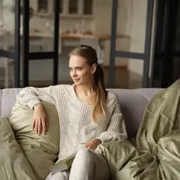 Комплект постільної білизни Євро розмір 200 x 220 см Сатин Honey зелений Світло Оливковий - мініатюра 2