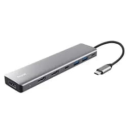 Адаптер Trust Dalyx 7in1 USB-C> 2xUSB-А 3.2/2xUSB-С/2xHDMI/Display Port, Алюміній, 0.16м, Сірий teh0018492 - мініатюра 2