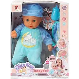 Пупс м’якотілий, 36 см, п’є з пляшечки, закриває очі, аксесуари, музичний чип