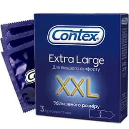 Презервативи латексні Contex Extra Large з силіконовою змазкою, збільшеного розміру, 3 шт. (3007310)