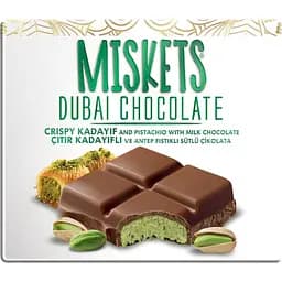 Молочний шоколад Miskets з хрустким кадаїфом та фісташковою начинкою 100 г