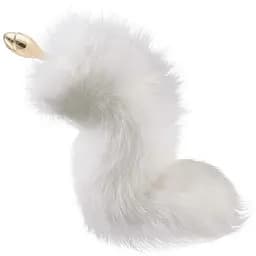 Металева анальна пробка Лисячий хвіст Lockink Sevanda White Fox-Tail Anal Rose-shape Plug