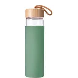 Пляшка скляна OldBro бамбукова кришка із захисним силіконовим чохлом Olive 590 мл