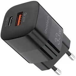 Зарядний пристрій 2xUSB 33W (USB-C+USB-A ) PD QC3.0 PD5006 чорний Choetech (PD5006-EU-BK)