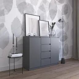 Комод Vays R-11 Антрацит, 4 ящика и 2 отделения с полками, без ручек, ЛДСП, 120×40×98 см - для спальни, гостиной