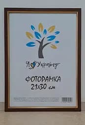 Фоторамка 21Х30, (А4), светло-коричневая с золотой вставкой, 1511-5120, СТЕКЛО + КАРТОН