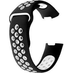 Силіконовий ремінець Primo з перфорацією для фітнес браслета Fitbit Charge 3/4 Black White/розмір L