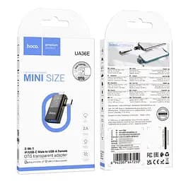Адаптер перехідник Hoco UA36E 2в1 Lightning/ Type-C to USB чорний - мініатюра 6