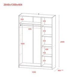 Шафа для одягу Doros Промо Антрацит 3 ДСП 135х48х204 (44900524) - мініатюра 7