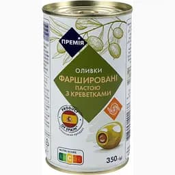 Оливки Премія зеленые фаршированные креветками 350 г (310823)