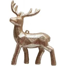 Ялинкова іграшка Олень Devilon 13 см шампань пластик декоративна новорічна фігурка (004782)