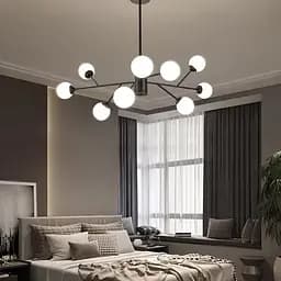 Потолочная люстра в черном корпусе на 9 белых плафонов Ø 100 см Ст. AOC 19/9 BK G9 Line F