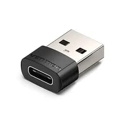 Перехідник USB 2.0 AМ to USB Type-C (F) Black PVC Vention (CDWB0)