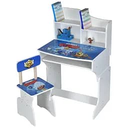 Дитяча парта DSM M 904-7 для навчання вдома і в школі з полицею для зберігання ергономічна біла