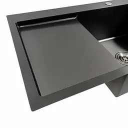 Кухонна мийка PVD чорна 78x50 R Platinum Handmade (круглий сифон 3.0/0.8), Чорний - мініатюра 6