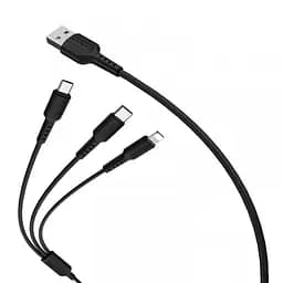 Кабель 3 в 1 Lightning + microUSB + Type-C комбо Borofone BX16 6957531099451