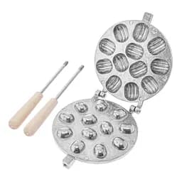 Орешница форма для выпечки орешков на 12 половинок орехов со съемными ручками, RS Серый 86539