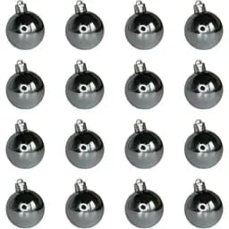 Набір ялинкових куль 16 шт D4 см сірий глянець пластик (250966)