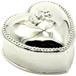 Шкатулка для прикрас сердечко 6х6х3 см срібло (2126lq)