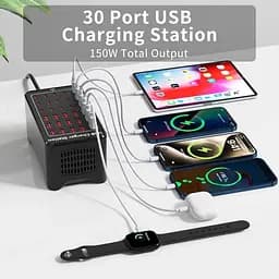 Зарядна станція ILEPO багатопортова на 15 USB портів + 15 Type-C 150 Вт / мережевий мультизарядний пристрій (19018) - мініатюра 6