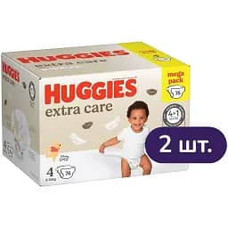 Підгузки Huggies Extra Care Box 4 (8-16 кг) 152 шт. (2 п. x 76 шт.)