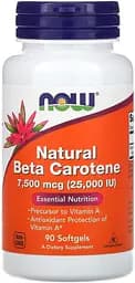 Вітаміни та мінерали NOW Natural Beta Carotene 25000 IU, 90 капсул