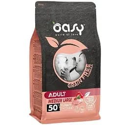 Беззерновий сухий корм Oasy Dog Grain Free Adult Medium/Large для дорослих собак середніх та великих порід індичка з яблуком та журавлиною 2.5 кг