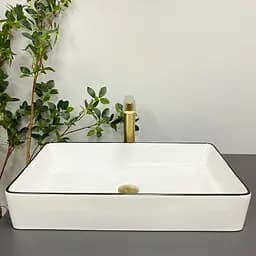 Умивальник VBI Triest white black Edge накладний VBI-012710, Білий - мініатюра 3