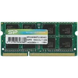 Модуль пам'яті для ноутбука SoDIMM DDR3 8GB 1600 MHz Silicon Power (SP008GBSTU160N02)