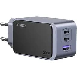 Зарядний пристрій 3xUSB 65W (2xUSB-C+USB-A) Gan Nexode Fast Charger Сірий X553 Ugreen
