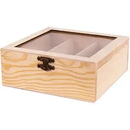 Ящик деревянный Rosa Talent с замком и прозрачным верхом 3 секции 20х20х8 см