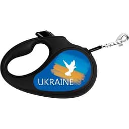 Повідець-рулетка для собак Waudog R-leash Прапор, світловідбиваючий, S, до 15 кг, 5 м, чорний