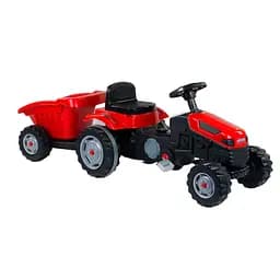 Трактор педальный с прицепом 07-316 RED Pilsan клаксон на руле, сидение регулируемое, задние колеса с резиновыми накладками, в коробке (8693461073168)