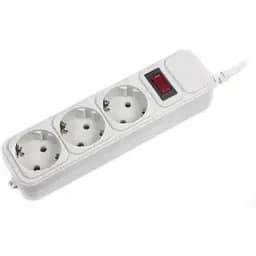 Фильтр сетевой Maxxter, 3 розетки, 1.8 м, Grey, 10А, до 2.2 кВт, выключатель, заземление, 3x0.5 мм² (SPM3-G-6G)