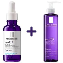 Набор La Roche-Рosay: Интенсивная сыворотка-концентрат Мела В3 против гиперпигментации кожи и для предотвращения ее повторного появления 30 мл + Очищающий гель-микропилинг Мела В3, способствующий выравниванию тона и приданию сияния коже 200 мл