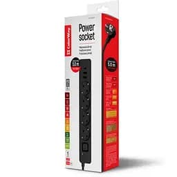 Фильтр питания ColorWay 4 розетки, 3USB (2USB-A+1 TYPE-C) (24W), 2м, Black (CW-CHE435PDB)