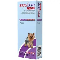 Таблетки жувальні Bravecto TriUNO 25 мг від бліх кліщів та гельмінтів для собак вагою від 1.27 до 2.5 кг 3 шт.