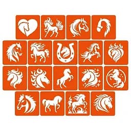 Набор трафаретов для био-тату "Лошади" Fresh Tattoo horses_5x5_18_1, 5х5 см