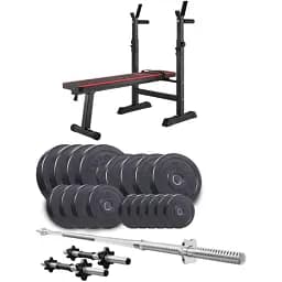 Набір Hop-Sport Premium з лавою HS-1080 штангами та гантелями 173 кг