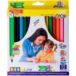 Карандаши цветные ZiBi Jumbo Baby Line с точилкой 12 шт. (ZB.2452)