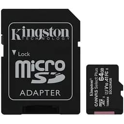 Карта памяти Kingston microSDXC 64GB Class 10 UHS-I U1 V10 A1 + SD-adapter (SDCS2/64GB)