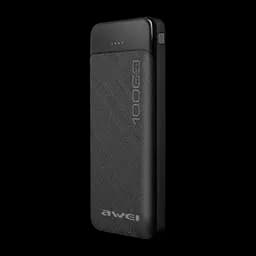 Павербанк чорний зовнішній акумулятор Power bank AWEI P37K 10000 Mah