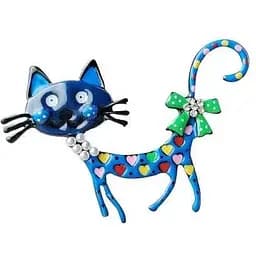 Брошь Котик брошь-булавка синяя