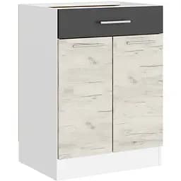 Кухонный модуль нижний с ящиком Эверест Эко 600 дуб крафт белый/графит/белый 60х46х82 см (DTM-071023)