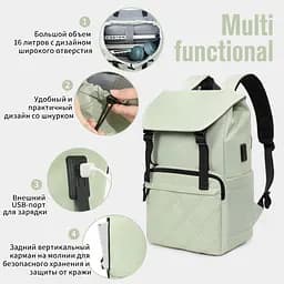 Рюкзак міський Tigernu T-B9381 офісний з USB портом та відсіком для ноутбука до 15.6'' 16л Gray (19390) - мініатюра 8
